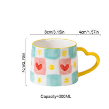 Load image into Gallery viewer, Painted Heart Handle Cute Mugs | Ceramic Coffee Cups - 1 Pc