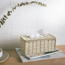 Load image into Gallery viewer, Beige Rattan Tissue Box Cover | Vintage Paper Holder Case - 1 Pc