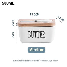 Load image into Gallery viewer, White Ceramic Butter Dish with Bamboo Lid and Knife - 1 Set