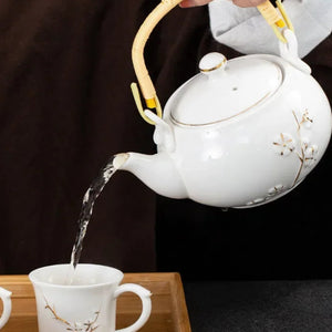 Exquisite White Ceramic Chinese Tea Set | Porcelain Teapot Cups - 7 pcs