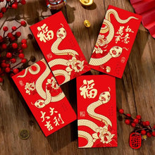 Load image into Gallery viewer, Red &amp; Gold Snake Red Envelopes | Hong Bao Chinese New Year Gifts 2025 - 6 Pc Set