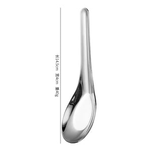 Korean Asian Soup Spoons | Stainless Steel Flat Metal Tableware - 1 Pc