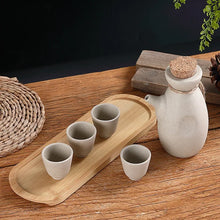 Load image into Gallery viewer, Vintage Sake Set | Tokkuri Ceramic Bottle 4 Wine Cups with Tray - 6 Pc