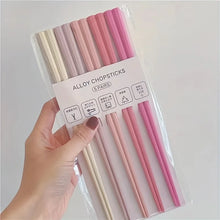 Load image into Gallery viewer, Minimalist Pink Cute Chopsticks| Hexagon Alloy Non-Slip Chopsticks - 5 pairs