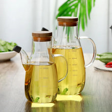 Load image into Gallery viewer, Large Vinegar and Oil Bottle Dispenser with Spout and Bamboo Lid - 1 Pc