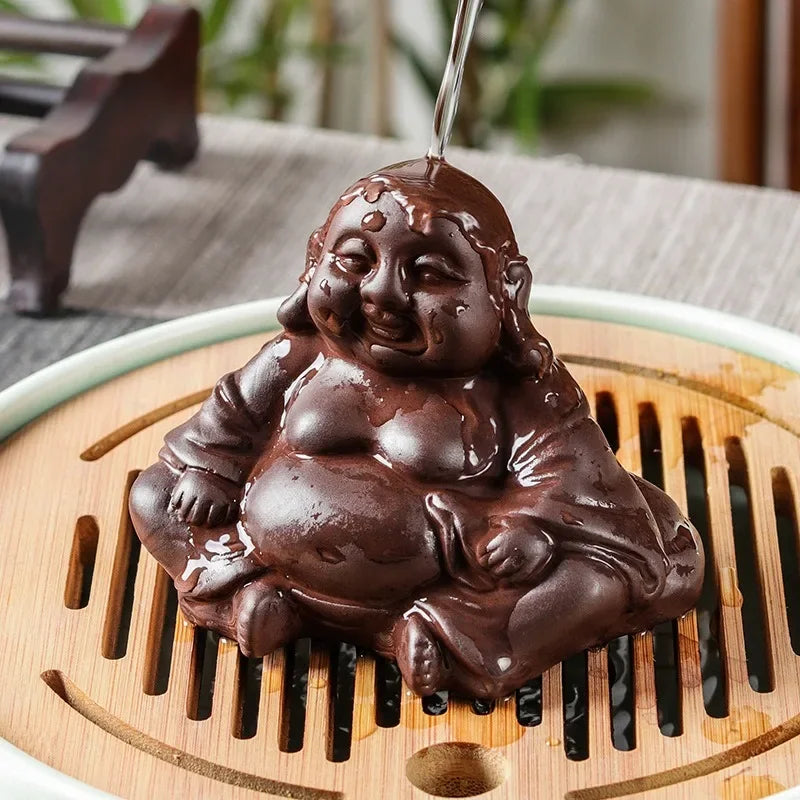 Handmade Cat Ornaments Tea Pets Ceramic YiXing Clay Chinese Gongfu Tea Kung Fu Tea Japanese Chado Unique Ornaments - Yellow