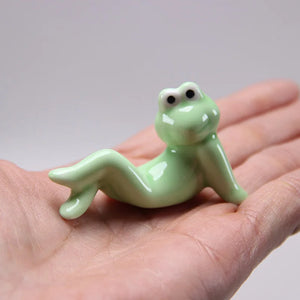 Laying Frog Ceramic Chopstick Holders | Funny Cutlery Stand Rest - 3 Pc Set