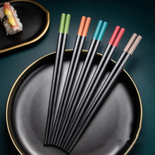 Load image into Gallery viewer, Red Blue Japanese Metal Chopsticks Mixed Luxury Set - 5 Pairs