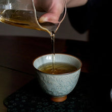 Load image into Gallery viewer, Lotus Chinese Tea Cup | Embossed Crackle Glaze Ceramic Master Cup – 95ml