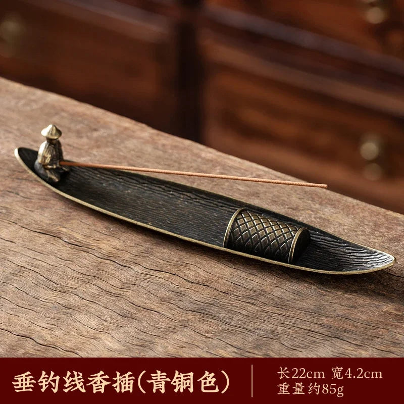 River Boat Incense Holder | Old Man on Raft Stick Burner - 1 Pc