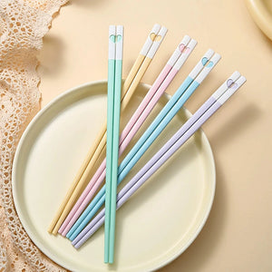 Cute Heart Colorful Japanese Chopsticks | Reusable Tableware - 5 Pairs
