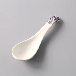 White Asian Soup Spoons | Classic Japanese Ceramic Spoon Tableware - 1 Pc