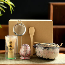 Load image into Gallery viewer, Pink Textured Matcha Tea Set | Bowl Sifter Spoon Scoop Whisk Holder - 6 Pc