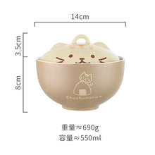 Load image into Gallery viewer, Cute Cat Ramen Bowl | Japanese Ceramic Kitty Soup Bowls with Lid