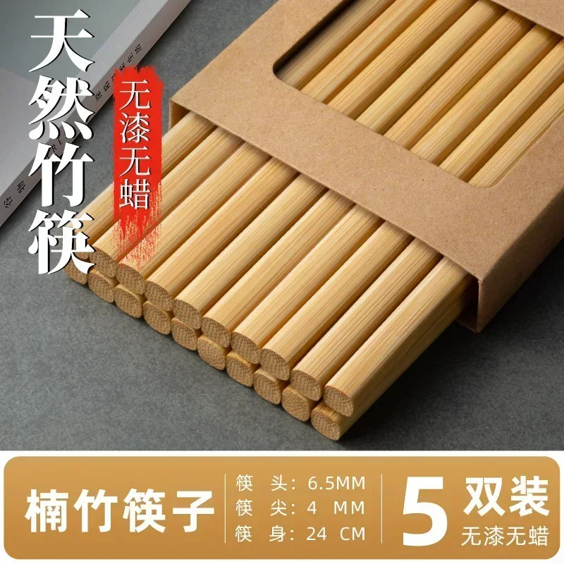 Chinese Bamboo Chopsticks | Kitchen Utensils Wooden Bamboo Set - 5/10 Pairs