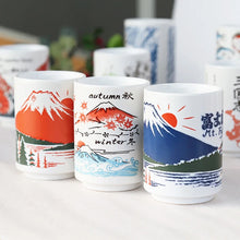 Load image into Gallery viewer, Mt Fuji Cylindrical Japanese Tea Cups | Ceramic Fun Traditional Japan Landmarks - 1 Pc