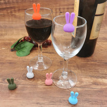 Load image into Gallery viewer, Cute Rabbit Wine Glass Charm | Silicone Identifier Drink Marker - 6 Pc Set