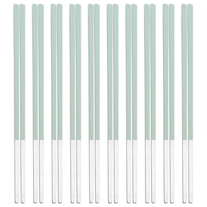 Matte Pastel Stainless Steel Korean Metal Chopsticks | Green Pink Gray Brown - 10 pairs