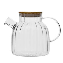 Load image into Gallery viewer, Scallop Ridge Glass Teapot with Bamboo Lid and Filter - 1 Set