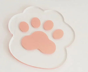 Cat Dog Paw Cute Coasters | Clear Acrylic Cup Drink Mats - 1 Pc