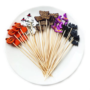 Halloween Fancy Toothpicks | Disposable Appetizer Cocktail Skewers - 100 Pc