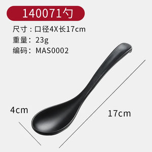 Black Asian Soup Spoons | Japanese Melamine Set - 1/5/10 Pc