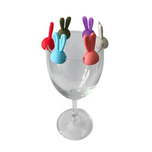 Load image into Gallery viewer, Cute Rabbit Wine Glass Charm | Silicone Identifier Drink Marker - 6 Pc Set