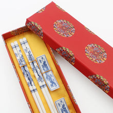 Load image into Gallery viewer, Blue &amp; White Ceramic Chinese Chopsticks Set with Gift Box - 1 Set