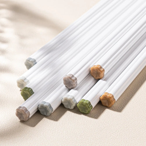White Chopsticks Crystal Inspired | Luxury Chinese Tableware - 5 Pair Set