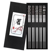 Load image into Gallery viewer, Silver Textured Metal Chopsticks | Korean Luxury Fancy Set - 5 Pairs