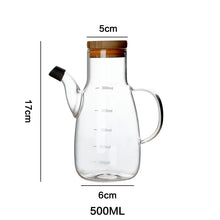 Load image into Gallery viewer, Large Vinegar and Oil Bottle Dispenser with Spout and Bamboo Lid - 1 Pc