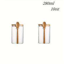 Load image into Gallery viewer, Glass Spice Jars Set with Spoon | Tea Canister With Sealed Bamboo Lid