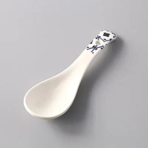 White Asian Soup Spoons | Classic Japanese Ceramic Spoon Tableware - 1 Pc