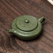 Load image into Gallery viewer, Green Glazed Yixing Teapot | Handmade Vintage Chinese Clay Teapot with Strainer - 1 Pc