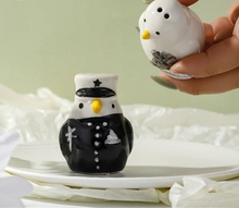 Load image into Gallery viewer, Two Birds Ceramic Salt and Pepper Shakers | Ceramic Penguin Spice Container - 2 Pc Set