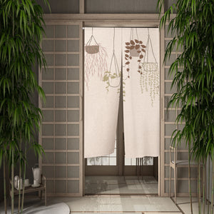 Orange Noren Curtain | Modern Japanese Door Linen Curtains - 1 Pc