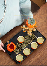 Load image into Gallery viewer, Persimmon Chinese Kung Fu Tea Gift Set | Luxury Ceramic Pot Cup - 8 Pc