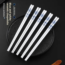 Load image into Gallery viewer, Blue &amp; White Ceramic Chopsticks Set | Celadon Tableware - 5/10/20/30 Pairs