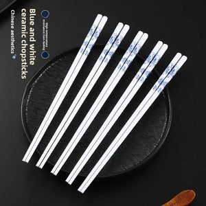 Blue & White Ceramic Chopsticks Set | Celadon Tableware - 5/10/20/30 Pairs