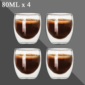 Double Wall Espresso Cups Set | Transparent Shot Glasses