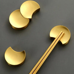 Moon Shape Stainless Steel Chopstick Holder and Rest in Various Colors | 1 Pc