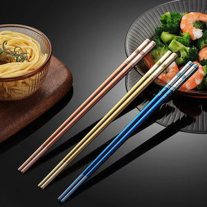 Blue Korean Metal Chopsticks | 304 Stainless Steel - 1/5 Pair Set