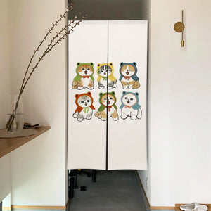 Group of Cats Noren Curtain | Cute Japanese Doorway Curtain Cartoon Kitty - 1 PC