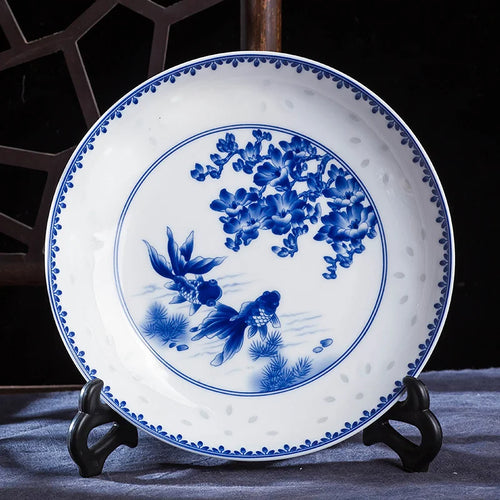 Chinese Blue And White Dinner Plates | Vintage Porcelain Ceramic Plate - 1 Pc