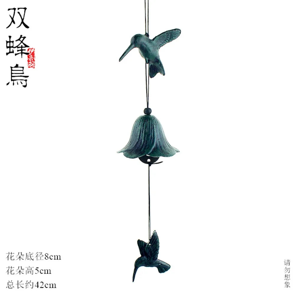 Hummingbird Cast Iron Bell | Metal Japanese Wind Chimes Decor - 1 Pc