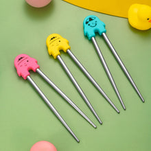 Load image into Gallery viewer, Face Cartoon Training Chopsticks | Pink Yellow Blue Metal Children Utensils - 1 Pc