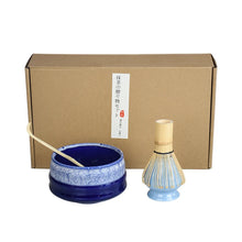 Load image into Gallery viewer, Blue Traditional Chawan Bowl Matcha Set with Whisk and Holder| 4 Pc