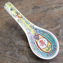 Load image into Gallery viewer, Vintage Asian Soup Spoons |  Blue Red Yellow 1970s Chinese Ceramic Spoon - 1 Pc