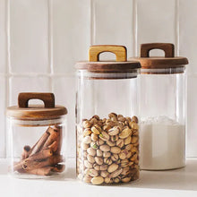 Load image into Gallery viewer, Large Glass Spice Jars with Handle Lid | Clear Food Storage Tea Canister - 1 Pc