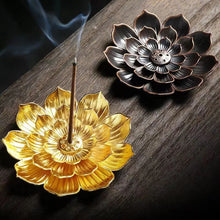 Load image into Gallery viewer, Gold Lotus Incense Holder | Cool Metal Buddhism Stick Burner Holders -  1 Pc